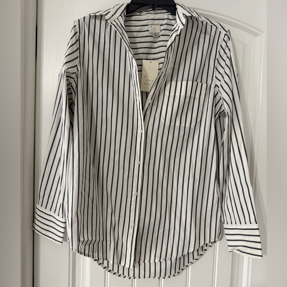A New Day Oversized Striped Button-Up Shirt